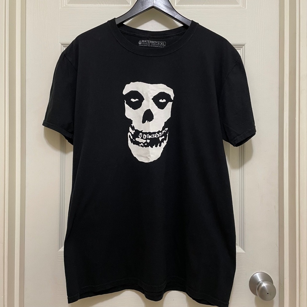 Waterboyz Misfits Fiend Skull Graphic Punk Rock Band T Shirt‎ Black Mens XL